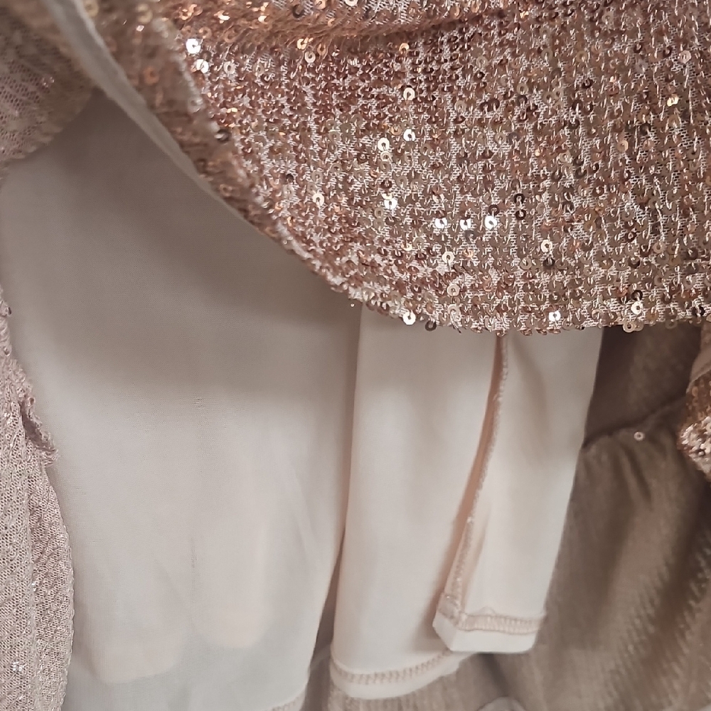 Sequin Long Sleeve Mini Dress in Rose Gold - Picture 3 of 4